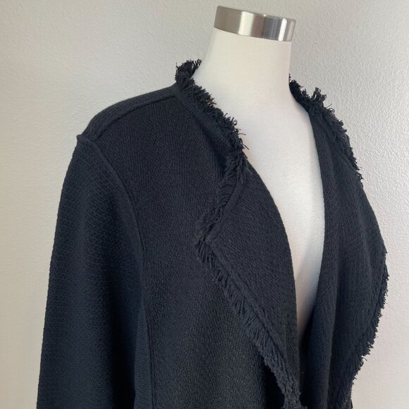 NEW Nic+Zoe Womens Plus 2X Black Onyx Fringe Open Front Cardigan Jacket - Picture 5 of 14